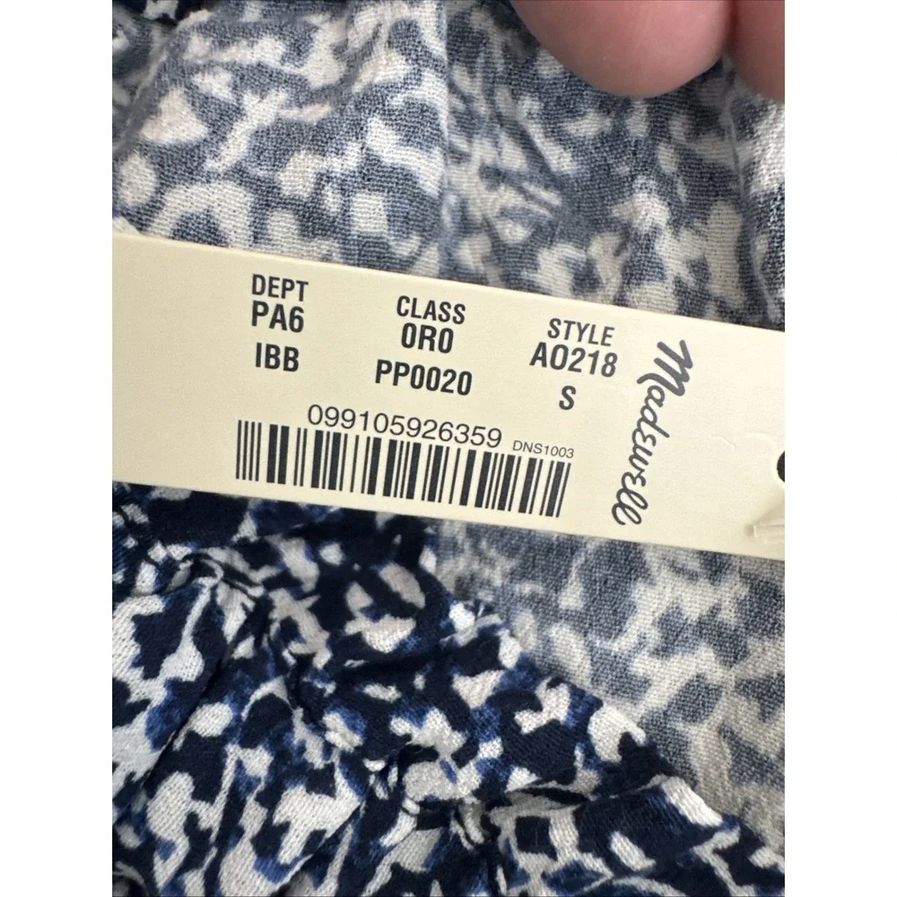 Madewell Women's‎ S Pull On Relaxed Shorts Blue White NWT Inseam 3.75